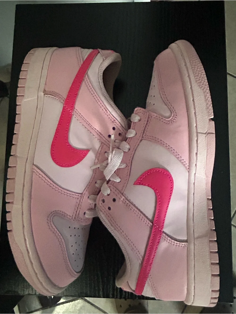 Nike Women’s Dunk Low Triple pink color Foam Hyper pink size 7.